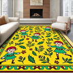 Whimsical Elf Holly Garland Yellow Rug
