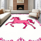 Pink Horse In Baroque Frame Rug