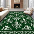 Emerald Green Floral Scrollwork Rug