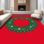 Green Leafy Garland With Yellow Stars Rug