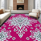 Fuchsia Mandala Snowflake Floral Accent Rug