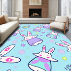 Whimsical Bunny Stars Floral Shower Rug