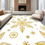 Golden Winter Snowflake Holiday Elements Rug