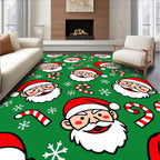 Festive Red Santa Candy Cane Snowflakes Rug