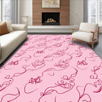 Delicate Crimson Swirl Abstract Fauna Rug