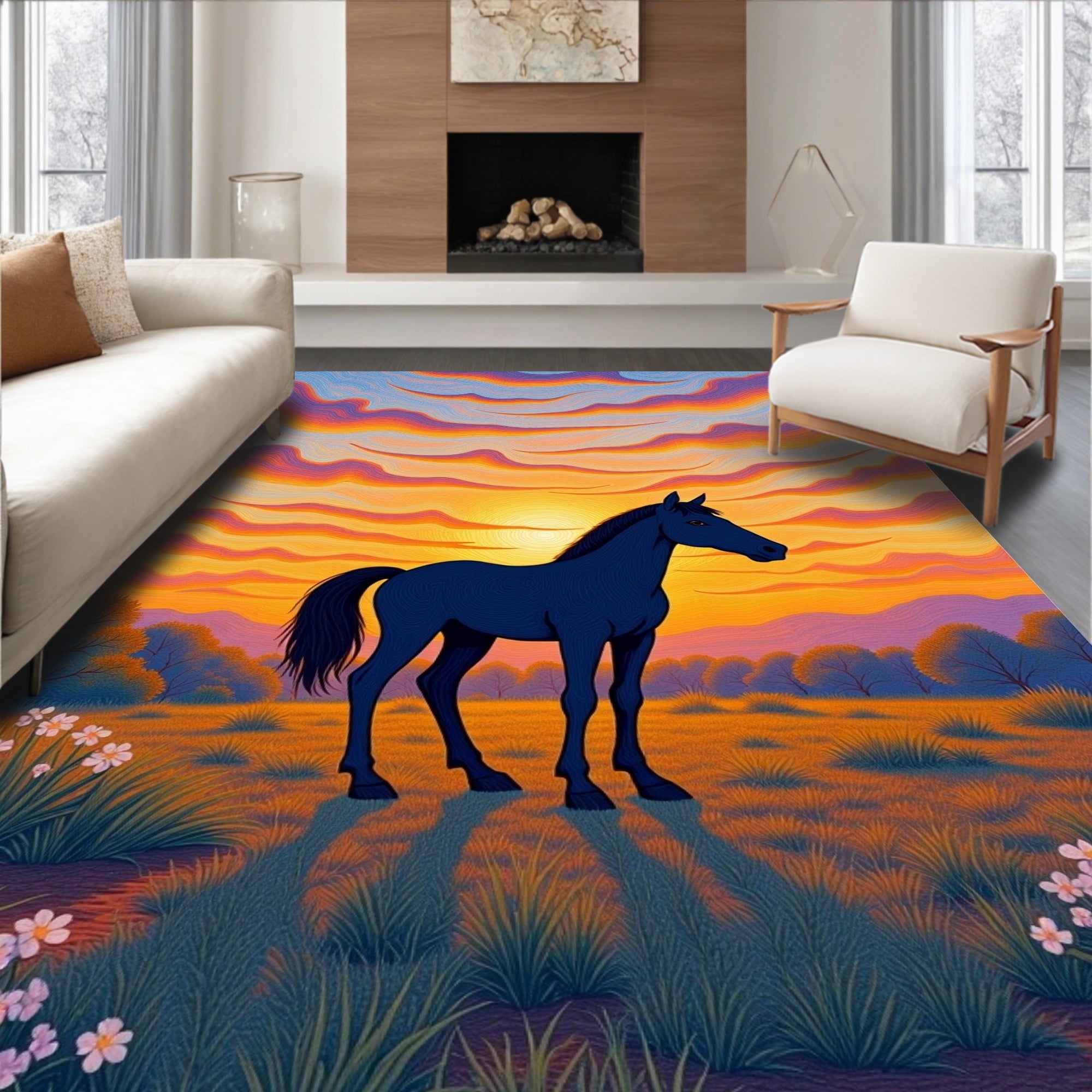 Dark Horse Sunset Sky Swirl Rug