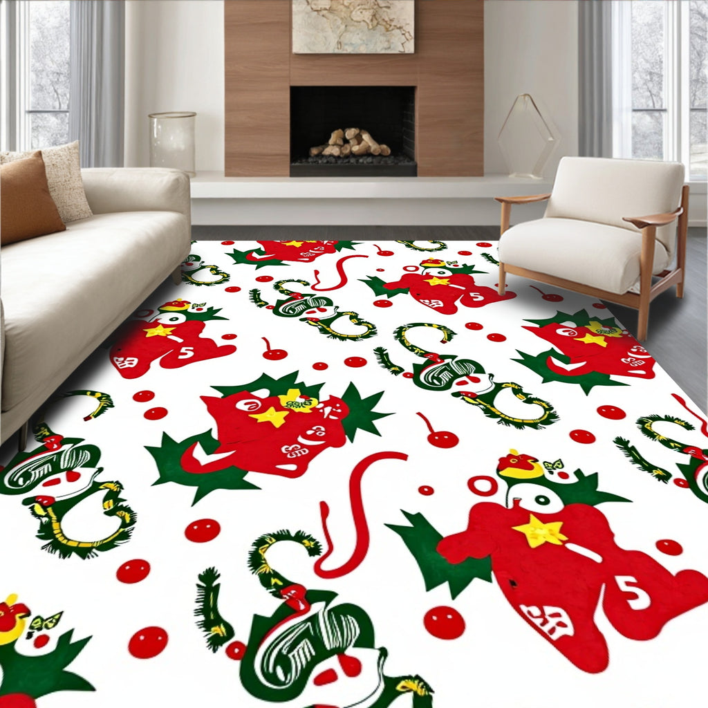 Whimsical Red Cherry Character Sprites Rug