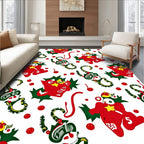 Whimsical Red Cherry Character Sprites Rug