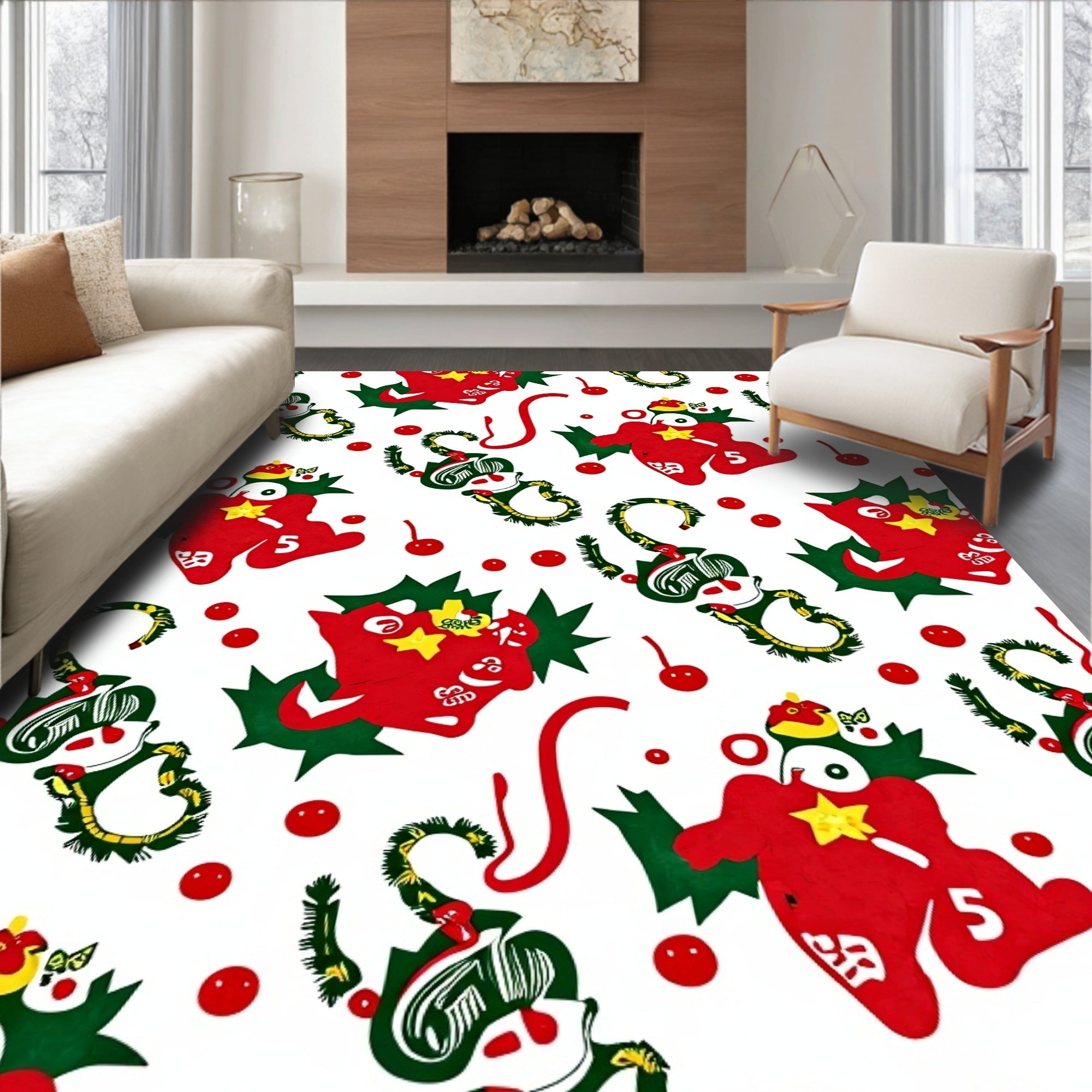 Whimsical Red Cherry Character Sprites Rug