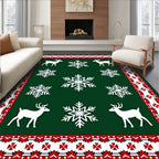 Aged Red Deer Snowflakes Border Rug