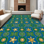 Emerald Gold Blue Medallion Rug