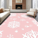 Pale Pink White Coral Medallion Rug