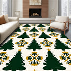 Forest Green Pine Snowflake Charm Rug