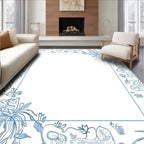 Blue Floral Vine Border Rug