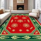 Crimson Winter Snowflake Garland Rug