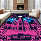 Enchanted Pink Castle Night Sky Rug
