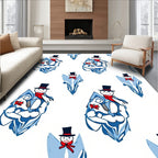 Cheery Snowman Blue Ice Icicles Rug