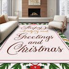 Crimson Red Green Poinsettia Border Rug