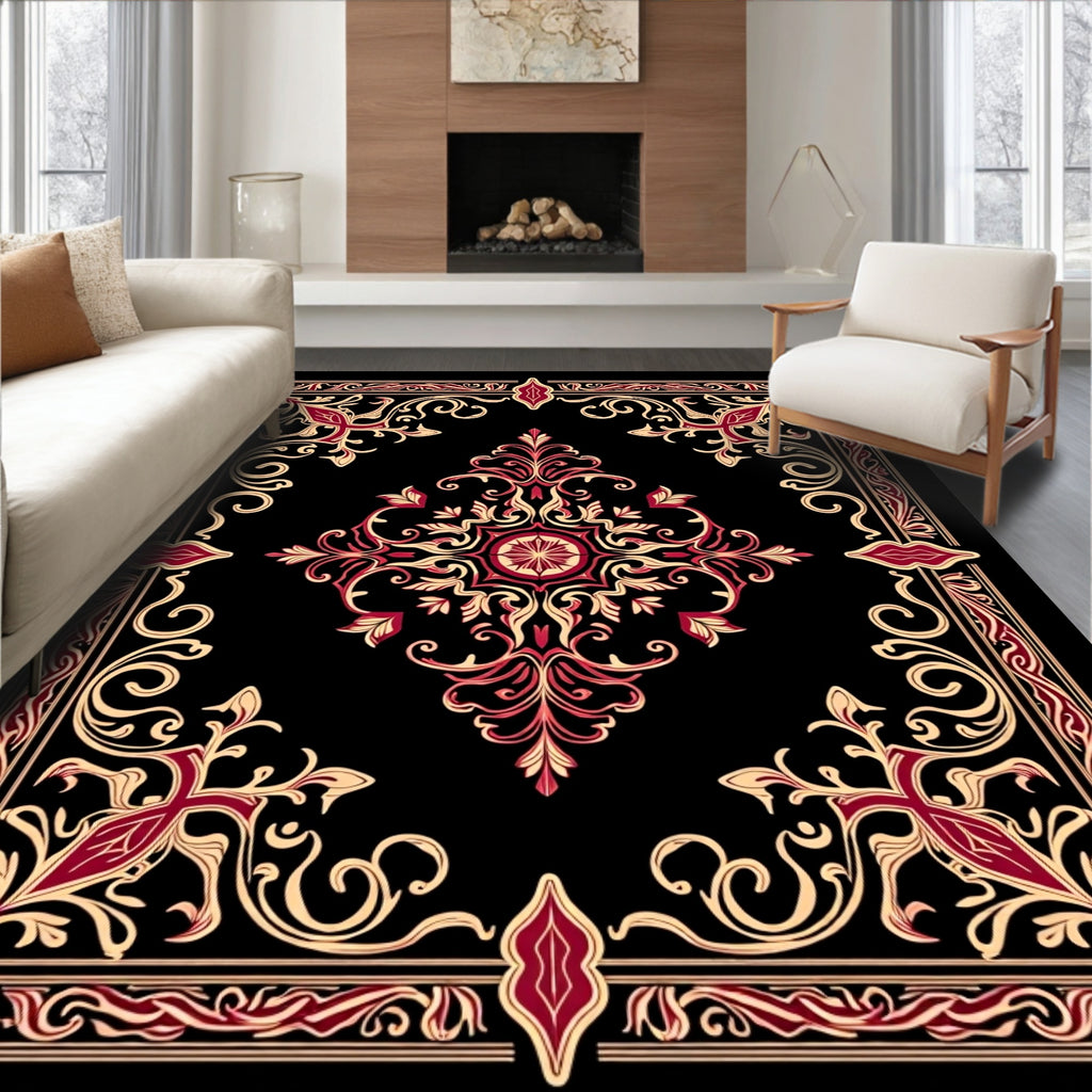 Crimson Gold Elaborate Filigree Rug