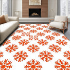 Vibrant Orange Snowflake Repeat Graphic Rug