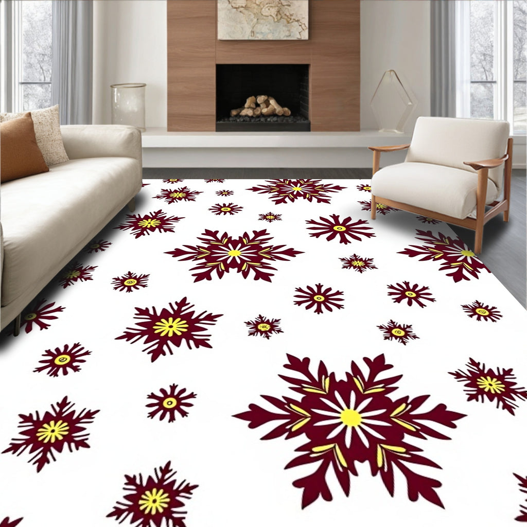 Crimson Yellow Snowflake Cascade Rug