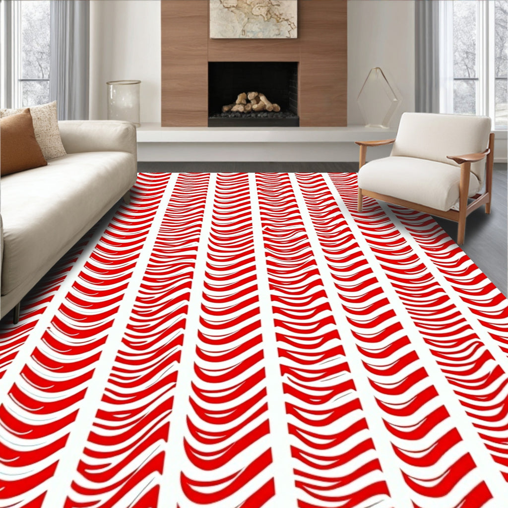 Crimson Waves Vertical Stripe Rug
