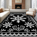 Blacksnowflake Intricate Floral Border Rug