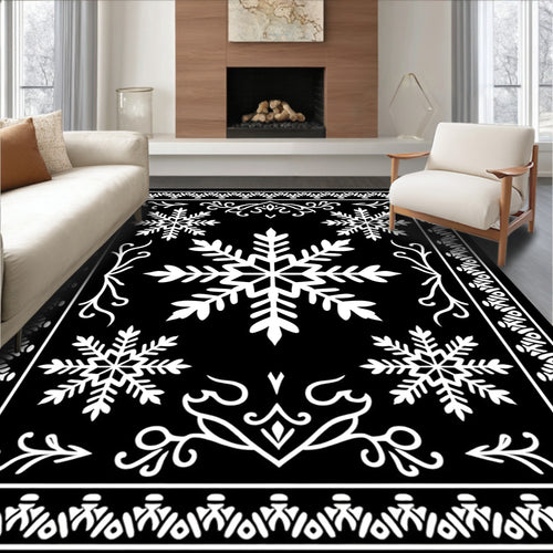 Blacksnowflake Intricate Floral Border Rug
