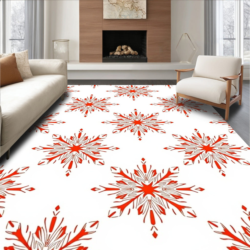 Vibrant Red Starburst Medallion Repeat Rug