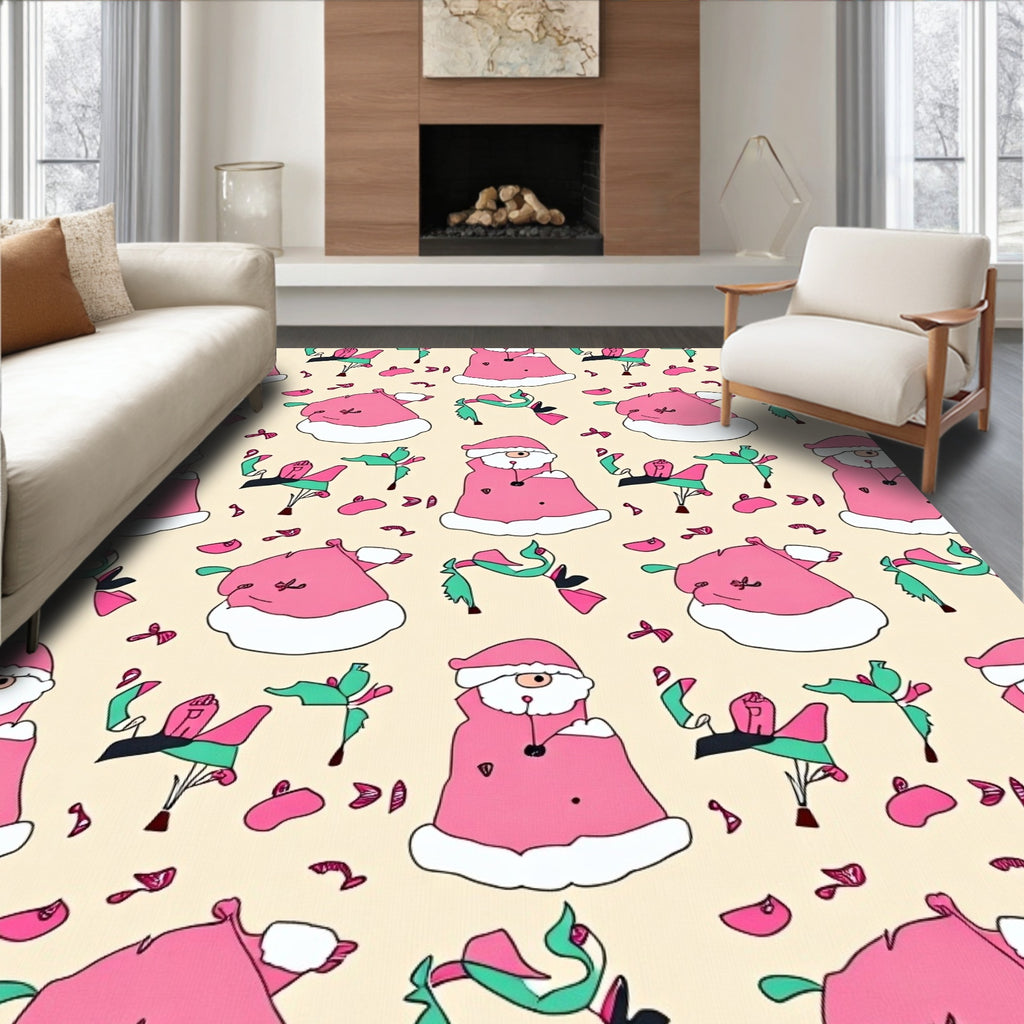 Pink Festive Santa Hat Scatter Rug