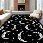 Chic Black Celestial Moon Stars Rug