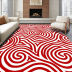 Bold Red Swirling Lines Rug