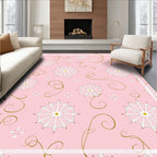 Pink Starburst Floral Swirl Rug