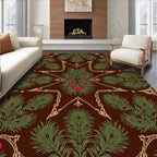 Brown Pine Branch Red Berry Medallion Rug