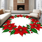 Crimson Poinsettia Leaf Garland Rug