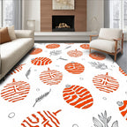 Vibrant Orange Abstract Leaf Medallion Rug