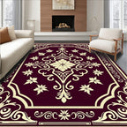 Deep Red Floral Medallion Rug