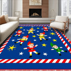 Whimsical Elf Stars Red Border Rug