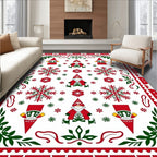 Festive Gnomes Snowflake Holiday Whimsical Rug