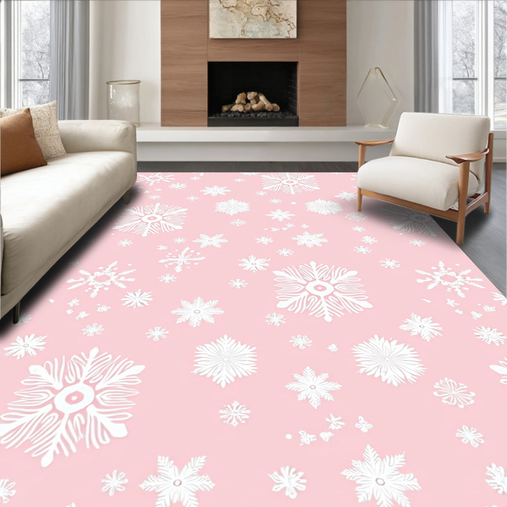 Pale Pink Falling Snowflakes Rug