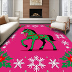 Green Festive Horse Snowflake Garland Rug