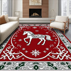 Crimson Horse Snowflake Festive Border Rug