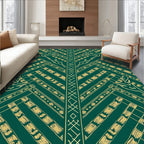 Emerald Green Gold Animal Stripe Rug