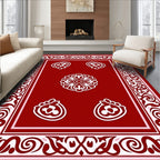 Crimson Red Classic Floral Medallion Rug