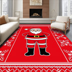 Festive Red Santa Claus Snowflake Border Rug