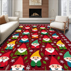 Charming Gnomes Festive Red Background Rug