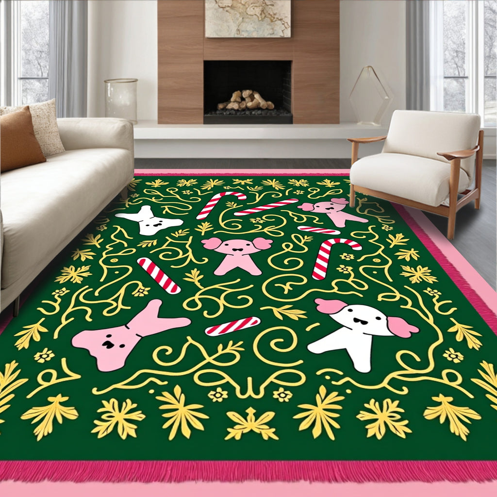 Green Whimsical Candy Cane Koala Rug