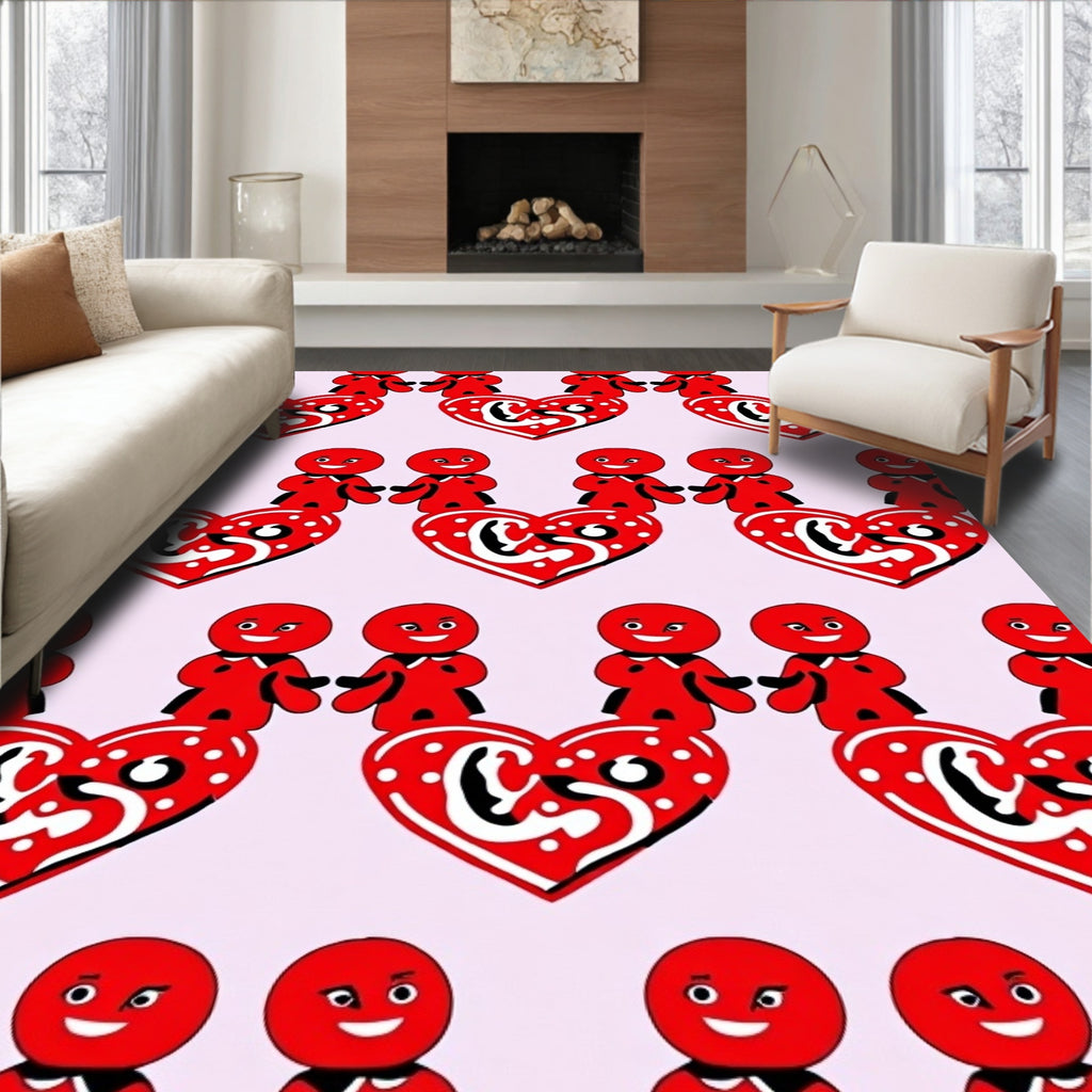 Red Heart Folk Art Couple Repeat Rug