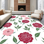 Crimson and Pink Roses Floral Repeat Rug