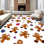 Cute Gingerbread Man Ornaments Christmas Rug